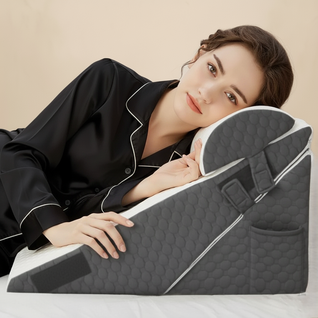 Bundle Offer: Save €210 + Free Pillow and Pillowcase - Shisei – YORU Adjustable Wedge Pillow – Acid Reflux/Back Pain Relief – Anti Snoring - High Density/Orthopedic/Responsive Viscoelastic Memory Foam - 3 Piece Triangular Set - 55x55x31cm